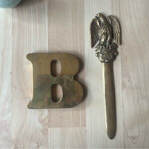 Brass Letter B and Eagle Brass Letter Opener Set
